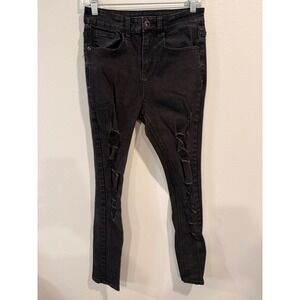 Hot Topic Black Distressed Skinny Jeans‎ Women's Size 28x32